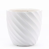 Luxen Home WHPL1574 MgO Swirl Round Planter, White