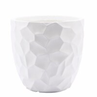 Luxen Home WHPL1576 MgO Geometric Round Planter, White