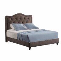 Allure Diamond Tufted Queen Upholstered Bed W/Side Rails And Footboard, Night Party Chocolate