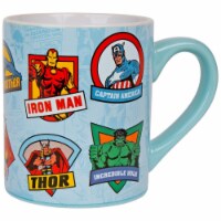 Avengers 825672 14 oz Marvel Comics Characters Badges Ceramic Mug, Blue