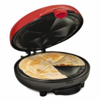 Taco Tuesday TCTEQM8RD 6-Wedge Electric Quesadilla Maker with Extra Stuffing Latch, Red