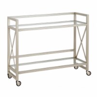 Henn&Hart 38  Satin Nickel Metal/Glass Bar Cart