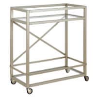 Henn&Hart 30  Satin Nickel Metal/Glass Bar Cart