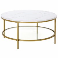 Henn&Hart Gold and Faux Marble Round Coffee Table