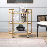 Henn&Hart 30  Brass Finish Metal/Glass Bar Cart