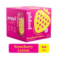Poppi Strawberry Lemon Prebiotic Soda Cans Perspective: Main