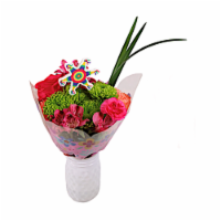 Mother's Day Fresh Flower Fiesta Arrangement in Masonette Vase Perspective: Main