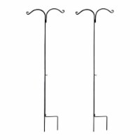 Ashman Premium Steel Ground Stake Shepherd's Hook 65 Inch 2 Sided, Black, 2 Pack