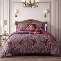 Bebejan Rossana Red 100% Cotton 5-Piece Reversible Comforter Set