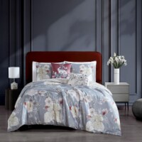 Bebejan Smoky Blue Garden 100% Cotton 5-Piece Reversible Comforter Set