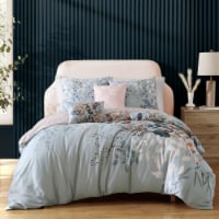 Bebejan Peach Leaves on Sage 100% Cotton 5-Piece Reversible Comforter Set