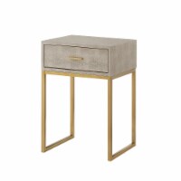 Nicole Miller Abdiel Faux Shagreen End Table With Gold Base