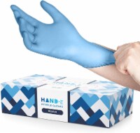 Hand-E Disposable Nitrile Medical Exam Gloves, Blue, 100 Count - Subtle Box for Home Use