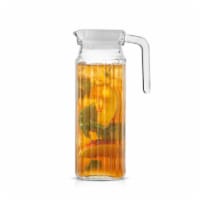JoyJolt Beverage Serveware Glass Pitcher with Handle & 2 Lids - 40 oz
