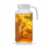 JoyJolt Beverage Serveware Glass Pitcher with Handle & 2 Lids - 60 oz