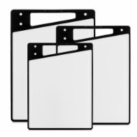 JoyJolt Plastic 3 Piece Cutting Board Set - Black/White