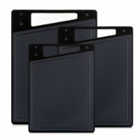 JoyJolt Plastic 3 Piece Cutting Board Set - Black/Grey