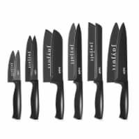 JoyJolt Multi Purpose Kitchen Knife Set -Set of 6 Knives - Black