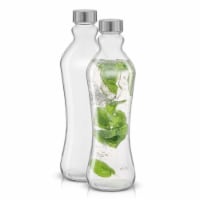 JoyJolt Glass Water Bottles with Stainless Steel Cap - 32 oz - Set of 2