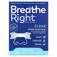 Breathe Right For Sensitive Skin Nasal Strips, Clear, Small and Medium, 30 Ct