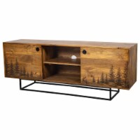 Porter Designs Cascade Solid Wood Laser Etched TV Stand - Natural
