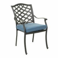 37 Inch Wynn Outdoor Patio Dining Chair, Cushioned Seat, Blue- Saltoro Sherpi