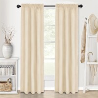 Kate Aurora 2 Piece Hamptons Semi Sheer Curtain Panels - 84 in. Long - Tan