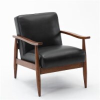 Comfort Pointe Austin Black Faux Leather Chestnut Wooden Base Accent Chair