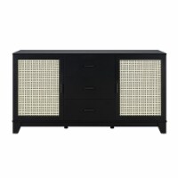 Manhattan Comfort Sheridan 59.05 Modern Cane Sideboard with Adjustable Shelves in Black Manhattan Comfort Sheridan 59.05 Modern Cane Sideboard with Adjustable Shelves in Black