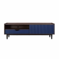 Manhattan Comfort Duane 59.25 Modern Ribbed TV Stand in Dark Brown and Navy Blue Manhattan Comfort Duane 59.25 Modern Ribbed TV Stand in Dark Brown and Navy Blue