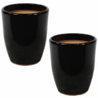 Sunnydaze Captivating Vista Ceramic Planter - 11.5 - Obsidian - Set of 2