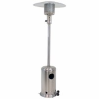Sunnydaze Outdoor Propane Patio Heater with Cover/Wheels - 7 Foot - Stainless