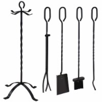Sunnydaze 5-Piece Heavy-Duty Steel Fireplace Tool Set with Stand