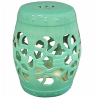 Knotted Quatrefoil Ceramic Garden Stool 18  Jade Green Plant Stand Side Table