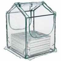 Sunnydaze Steel Raised Garden Bed and Mini Greenhouse Kit - Clear - 2 x 2 Feet