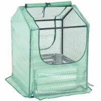 Sunnydaze Steel Raised Garden Bed and Greenhouse Kit - Green - 2' x 2'
