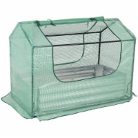 Sunnydaze Steel Raised Garden Bed and Mini Greenhouse Kit - Green - 4' x 2'