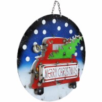 Sunnydaze Red Truck Merry Christmas Metal Wall Art - Indoor/Outdoor - 22.75