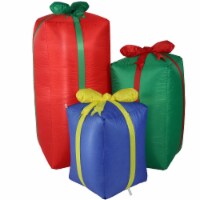 Sunnydaze Holiday Present Trio Christmas Inflatable Yard Decoration - 4 ft