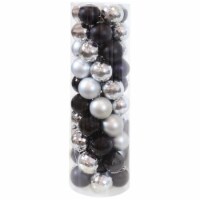Sunnydaze Modern Holiday 50-Piece Black/Silver Ornament Set - 63.5 mm