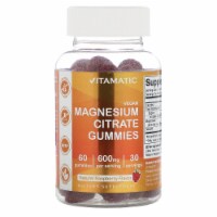 Vitamatic Vegan Magnesium Citrate Gummies Natural Raspberry 600 mg - 60 Gummies (300 Perspective: Main