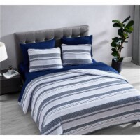 Cedar 7 Piece bed in a bag Comforter Set and Sheet Set Gray & Navy King