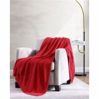 Oak 100% Cotton Cable Knitted 50  x 70  Throw Red