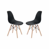 Teamson Home - Allan Plastic Side Dining Chair with Wood Legs Set of 2 - Black