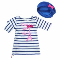 Sophia's 18  Doll Stripe Eiffel Tower Dress & Velour Beret Hat Royal Blue
