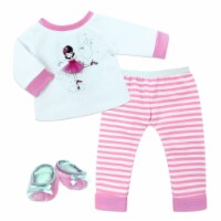 Sophia's - 15  Doll - Ballerina Print Pj's & Slippers Set - Light Pink