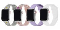 4-Pack of Silicone Bands for Apple Watch Series 1,2,3,4,5,6 & SE -  Size 38mm/40mm