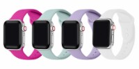 4-Pack of Silicone Bands for Apple Watch Series 1,2,3,4,5,6 & SE -  Size 38mm/40mm
