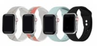 4-Pack of Silicone Bands for Apple Watch Series 1,2,3,4,5,6 & SE -  Size 38mm/40mm