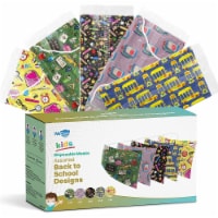 WeCare Individually Wrapped Kids Face Masks, Pack of 50, Assorted Back-To-School Tones